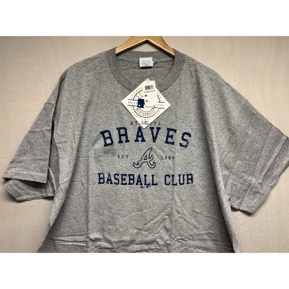 Atlanta Braves Vintage Shirt NEW Dead Stock Men XXL Grey Baseball Club Majestic - Picture 3 of 6